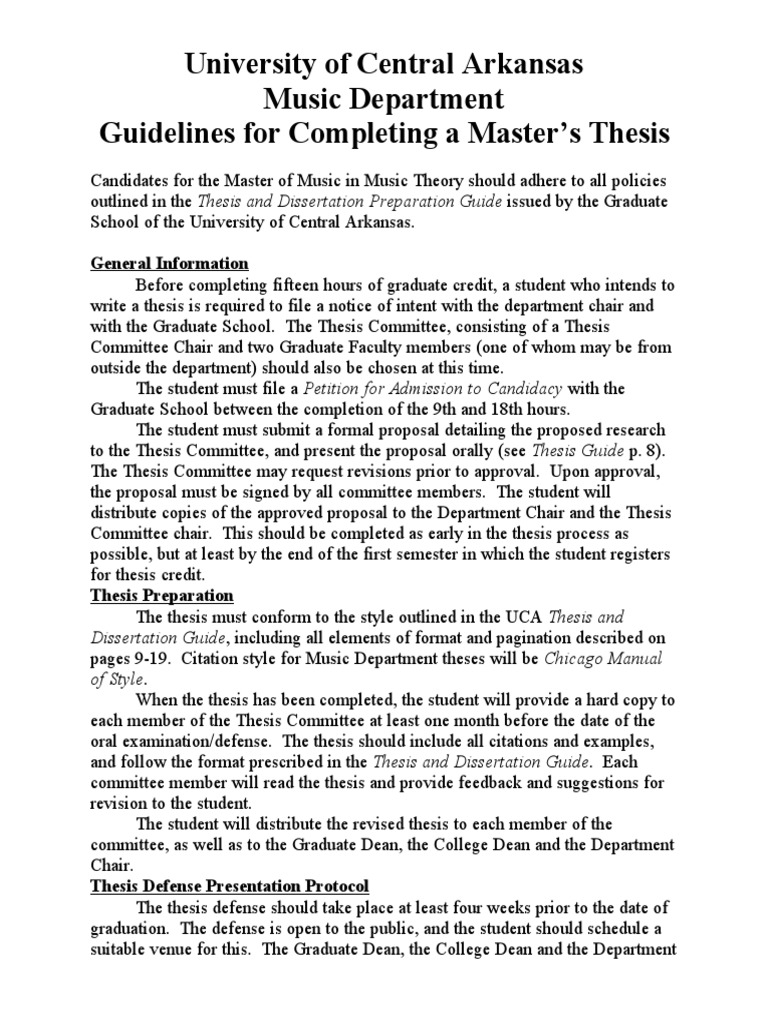UCA Music Master's Thesis Guidelines | PDF | Thesis | Academia