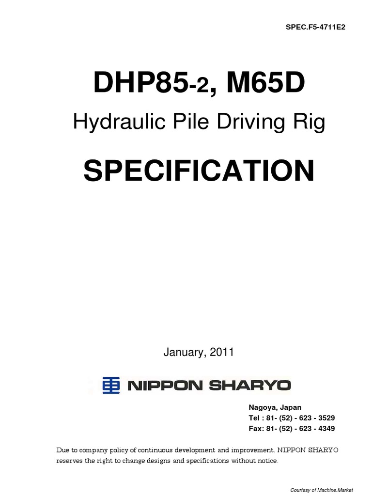 DHP85, M65D: Hydraulic Pile Driving Rig | PDF | Pump | Vehicles