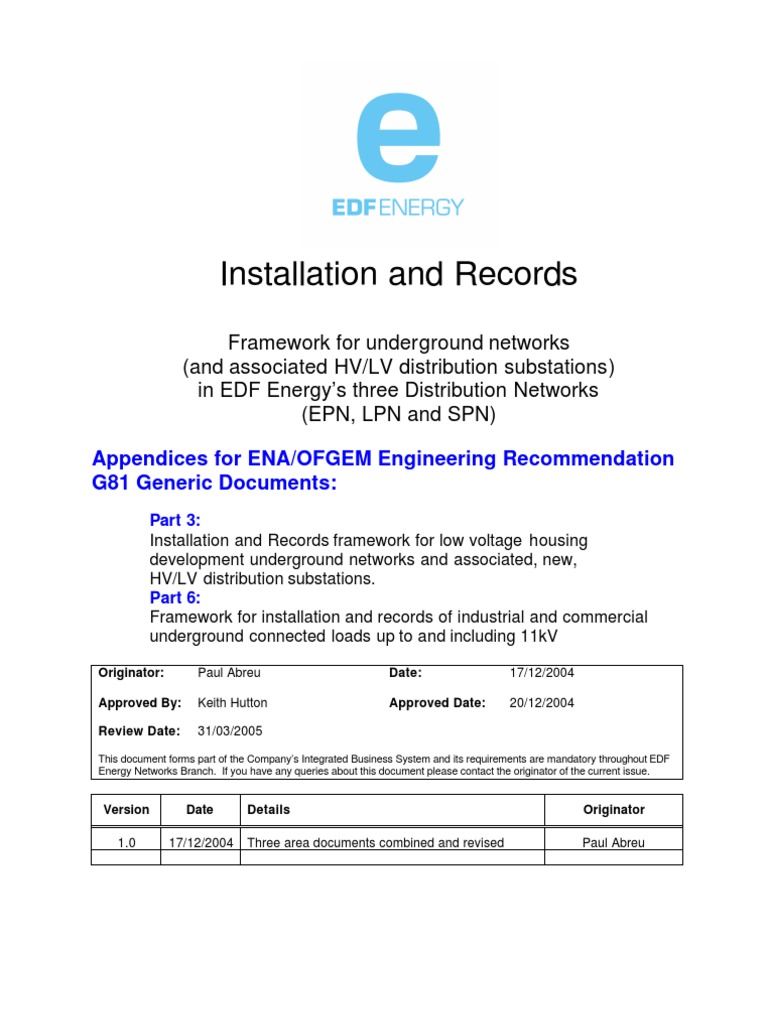 Installation Framework for EDF Networks | PDF | Duct (Flow ...