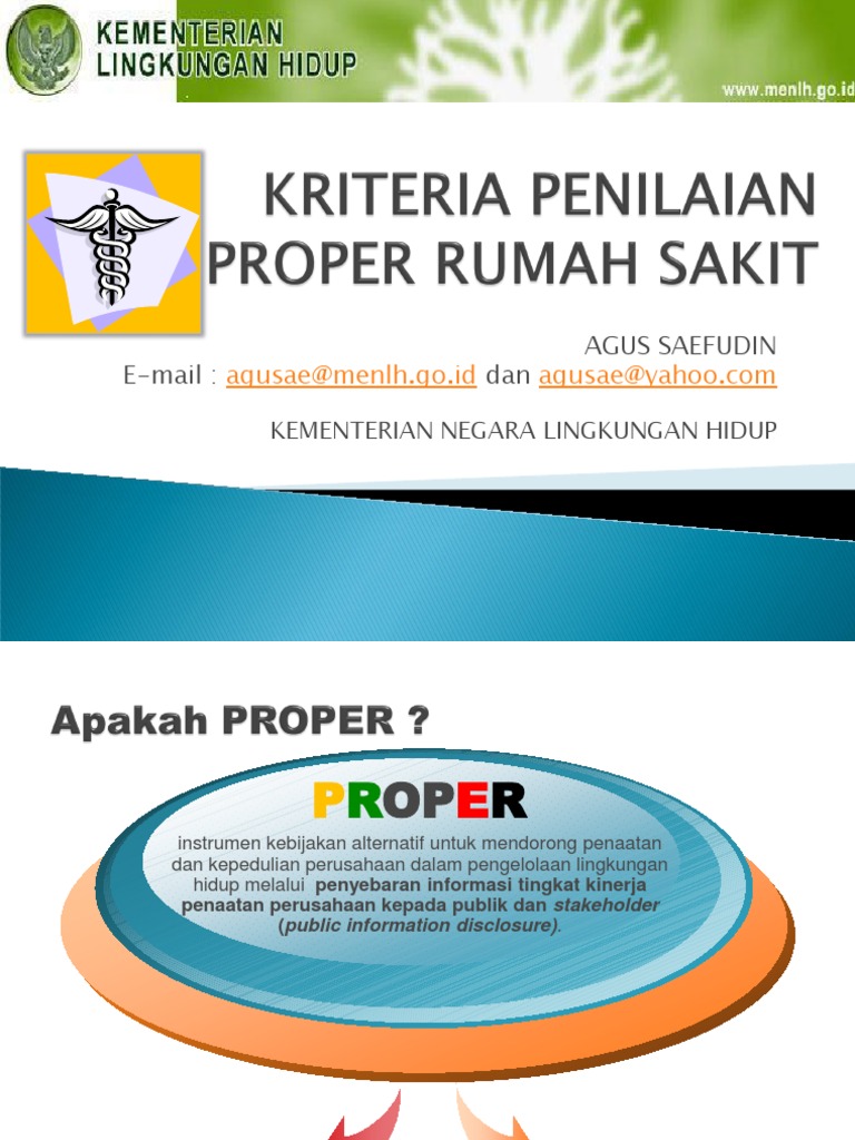 Kriteria Penilaian Proper Rumah Sakit