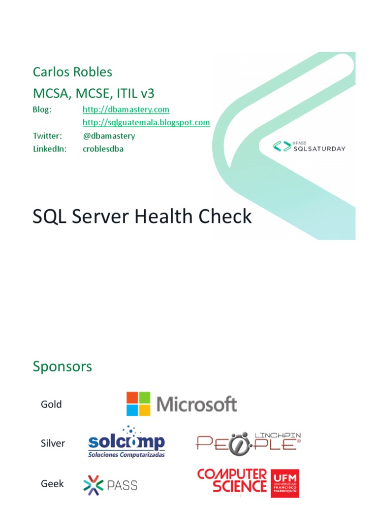 SQL - Server - Health - Check Sample | Download Free PDF | Microsoft ...