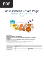 Assessment Cover Page: BSBPMG513 - Manage Project Quality Task 1