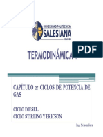 Termodinámica II: Ciclos de potencia de gas Diesel, Stirling y Ericsson