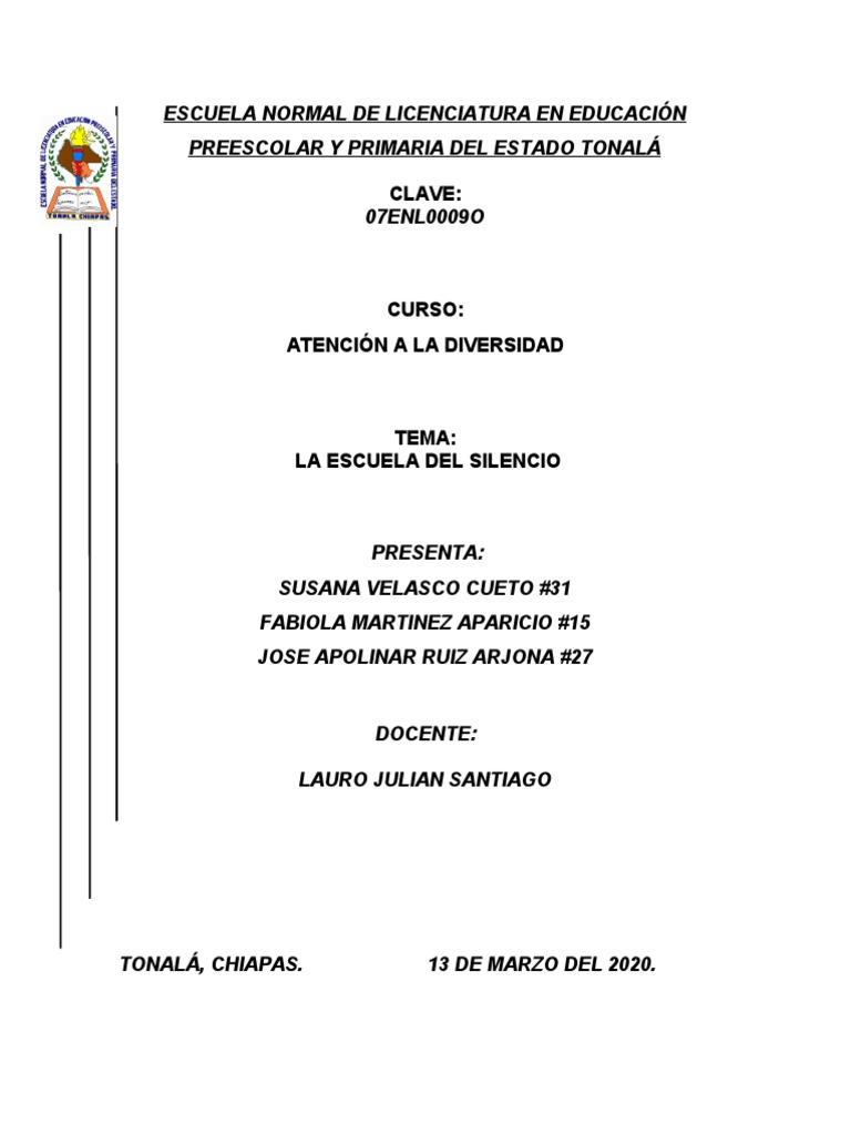 La Escuela Del Silencio Pdf Exclusión Social Pobreza