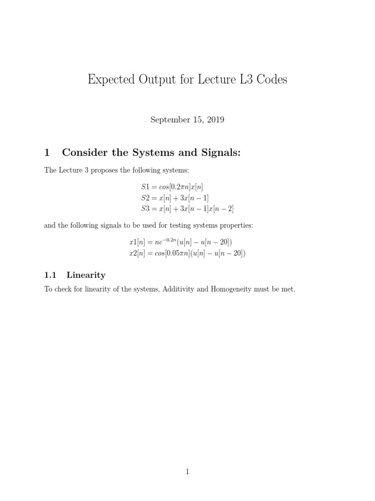 Lecture 3 Systems and Signals Analysis | PDF | Applied Mathematics ...