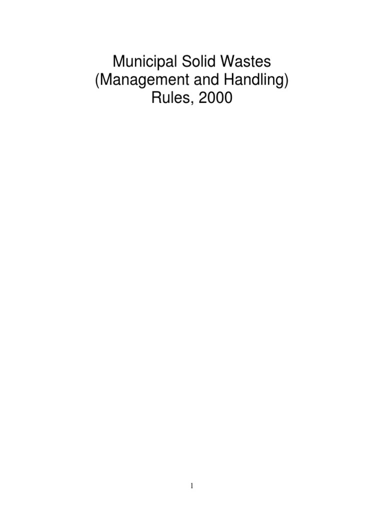 Municipal Solid Waste Management Rules 2000 | PDF | Waste Management ...