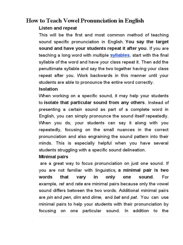 How To Teach Vowel Pronunciation in English PDF English Language