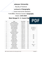 Jadavpur University Geography Merit List