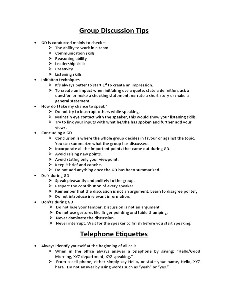 Effective Group Discussion Strategies | PDF | Body Language | Interview