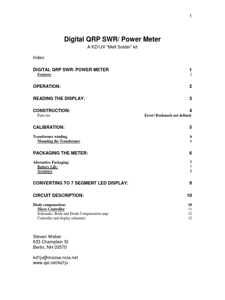 Digital QRP SWR/ Power Meter 1 PDF Analog To Digital Converter Detector (Radio)
