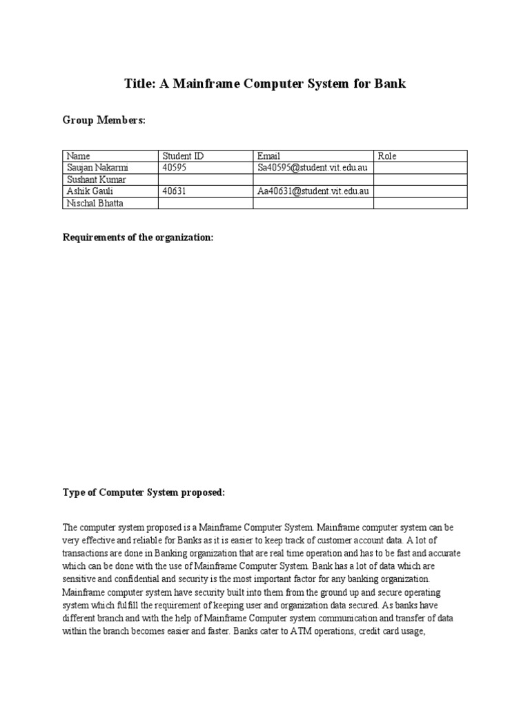 Mainframe System for Banking Efficiency | PDF