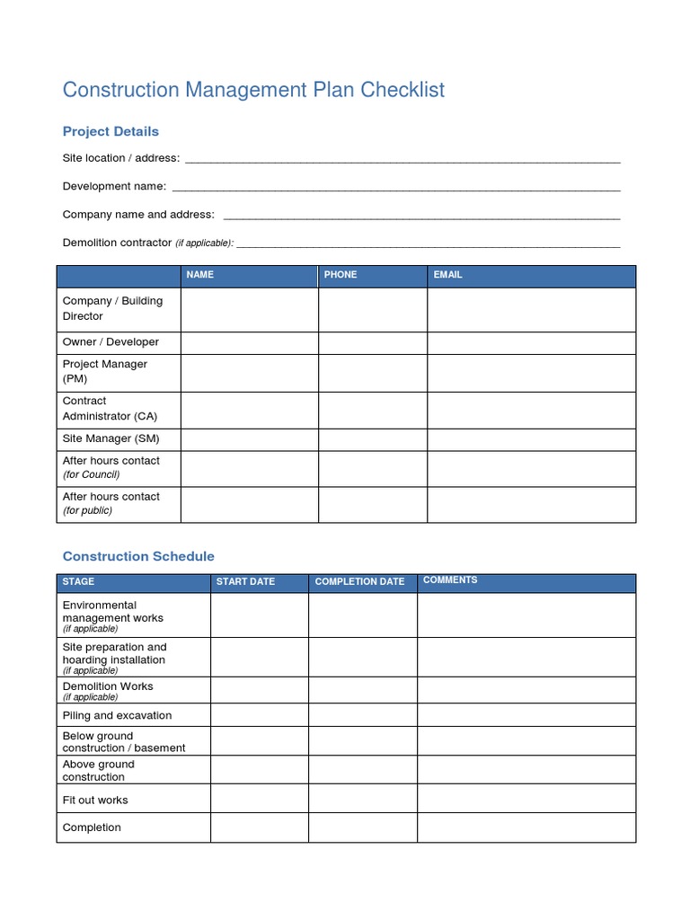 Construction Management Plan Checklist | PDF | Stormwater | Storm Drain