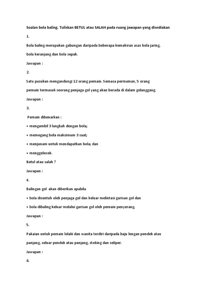 Soalan Kuiz Bola Baling Pdf