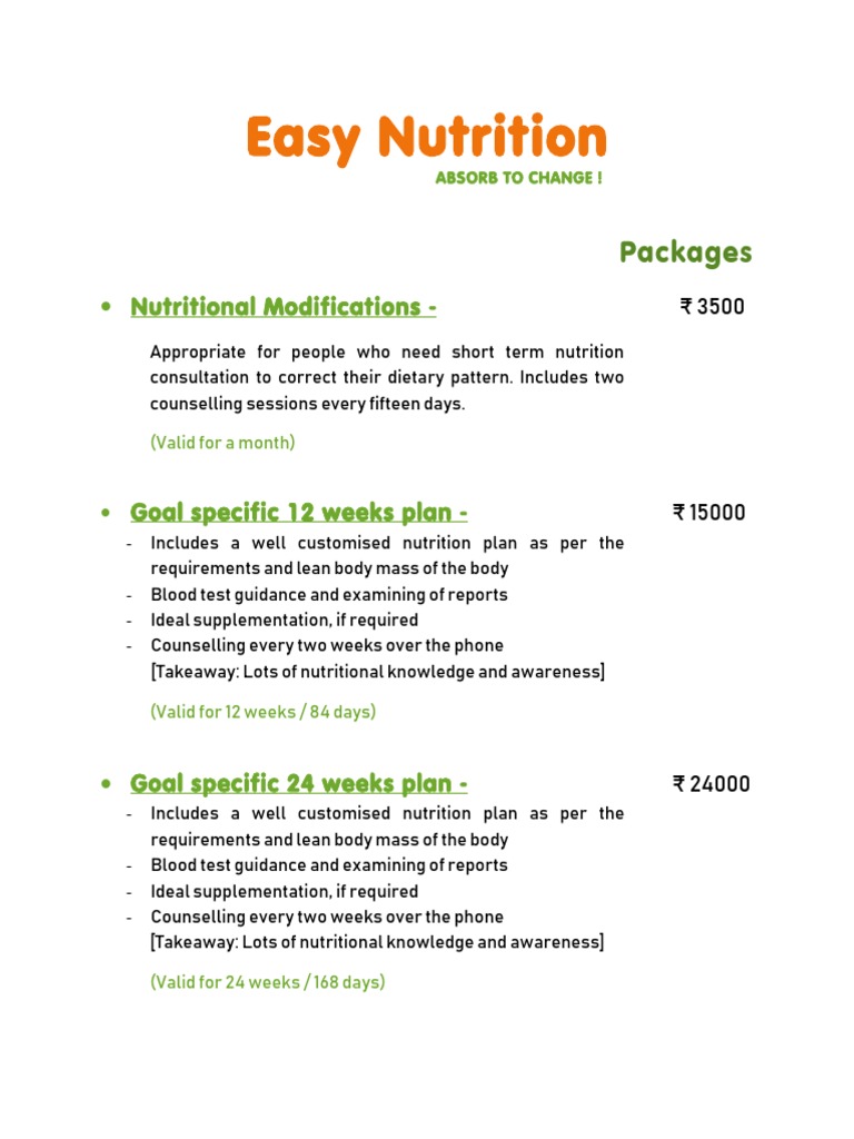 Nutrition Packages Overview | PDF
