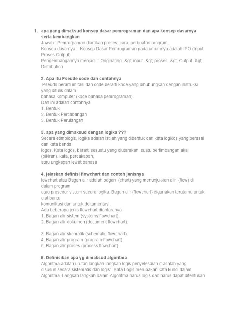 Soal Pemrograman Dasar Bab 1 Kelas 10 - Darma Soal