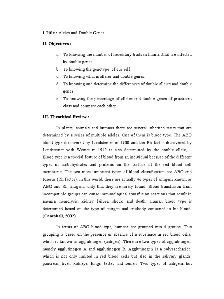 Hereditary Traits and Double Genes Analysis | PDF | Blood Type | Allele