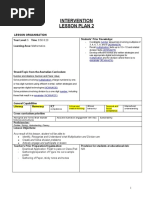 intervention lesson plan 2