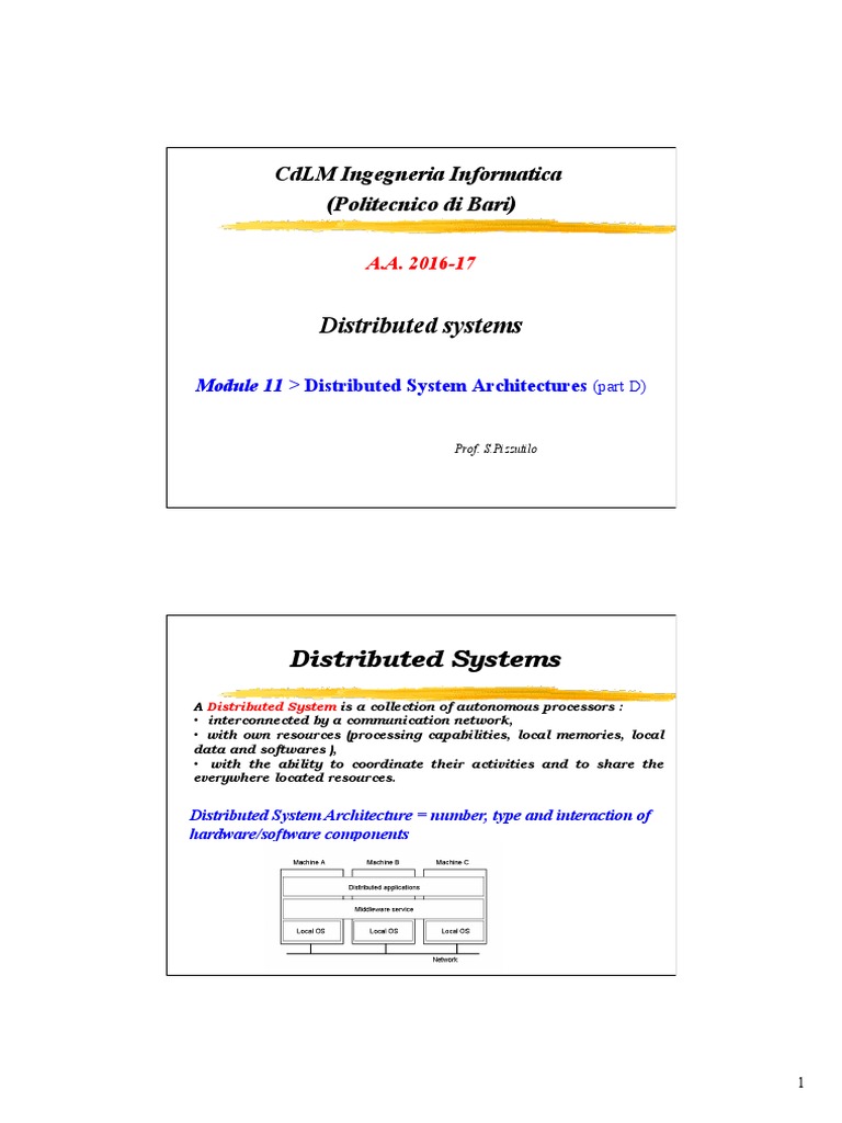 Distributed Systems: CDLM Ingegneria Informatica (Politecnico Di Bari ...