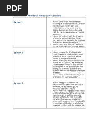 inervention anecdotal notes
