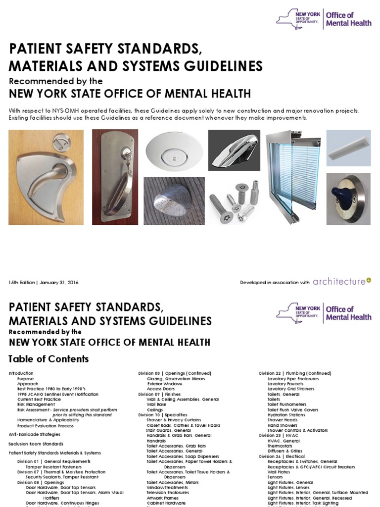 NYS Patient Safety Standards Guidelines | PDF | Door | Joint Commission