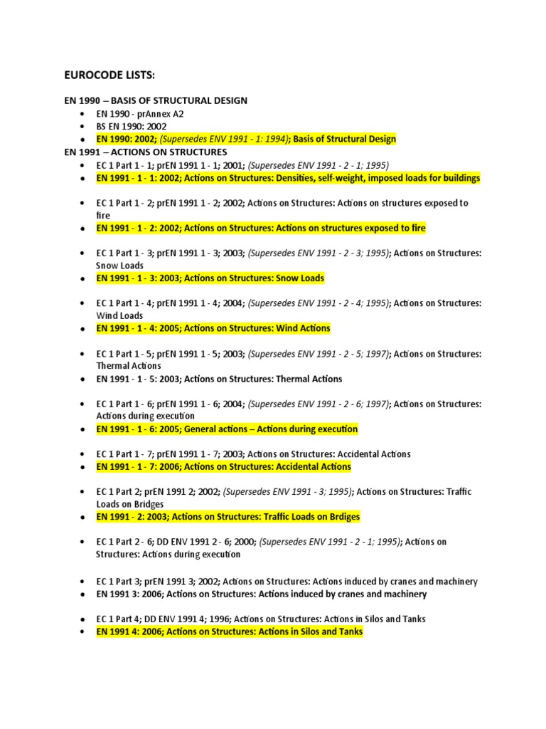 Eurocode Lists:: en 1990 - Basis of Structural Design | PDF | Transport ...