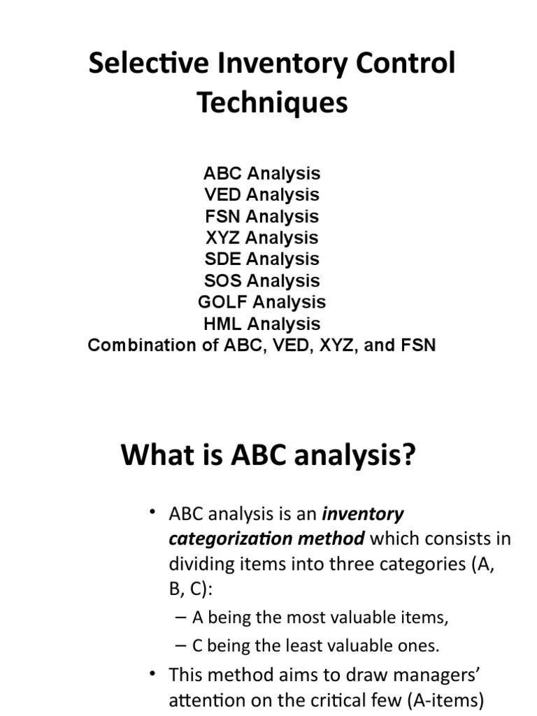 ABC Analysis in Inventory Management | PDF | Inventory | Supply Chain ...