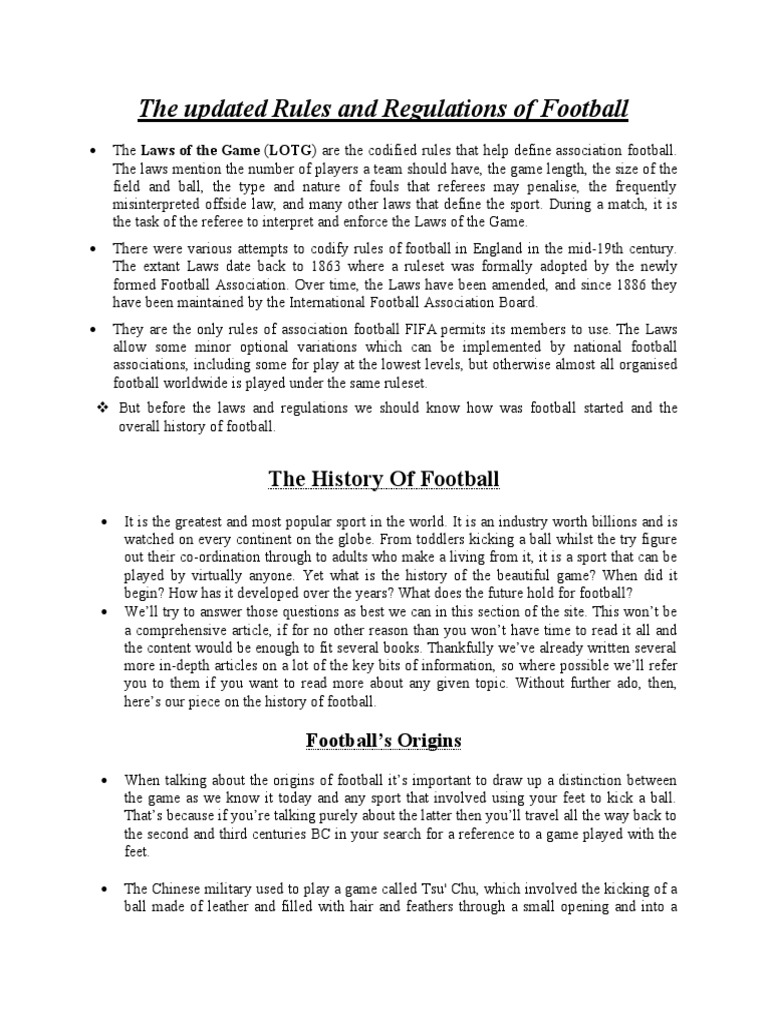 The Updated Rules and Regulations of Football | PDF | Association ...