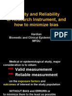 Validity and Reliability of Research Instrument, and How To Minimize Bias