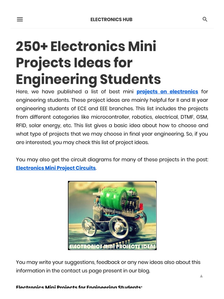 Electronics Mini Project Ideas for Students | PDF | Electronic Circuits ...