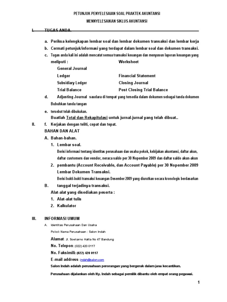 Latihan Soal Bukti Transaksi Perusahaan