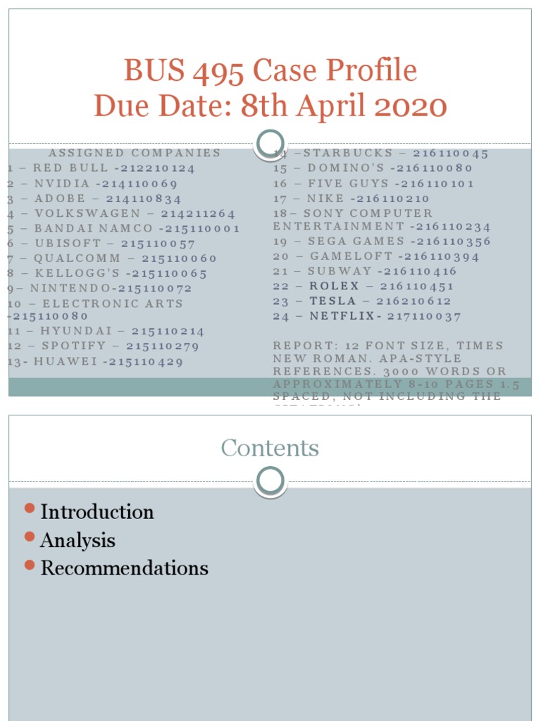 BUS 495 Case Profile Due Date: 8th April 2020: Rolex Tesla Netflix ...