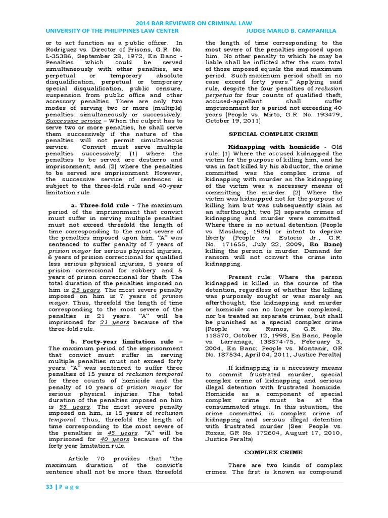 Kidnapping Homicide Special Complex Crime PDF Statute Of