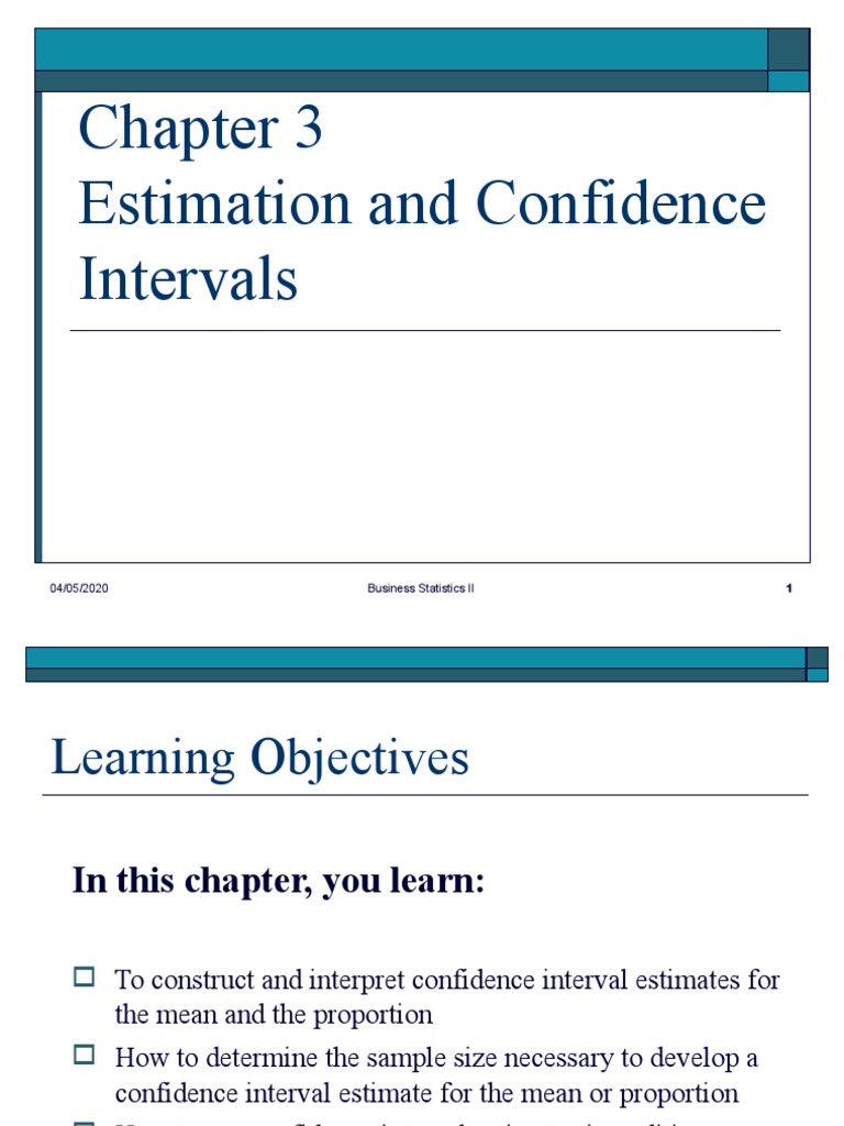 CH 03 Estimation - Part1 - v0 | PDF | Confidence Interval | Standard Error