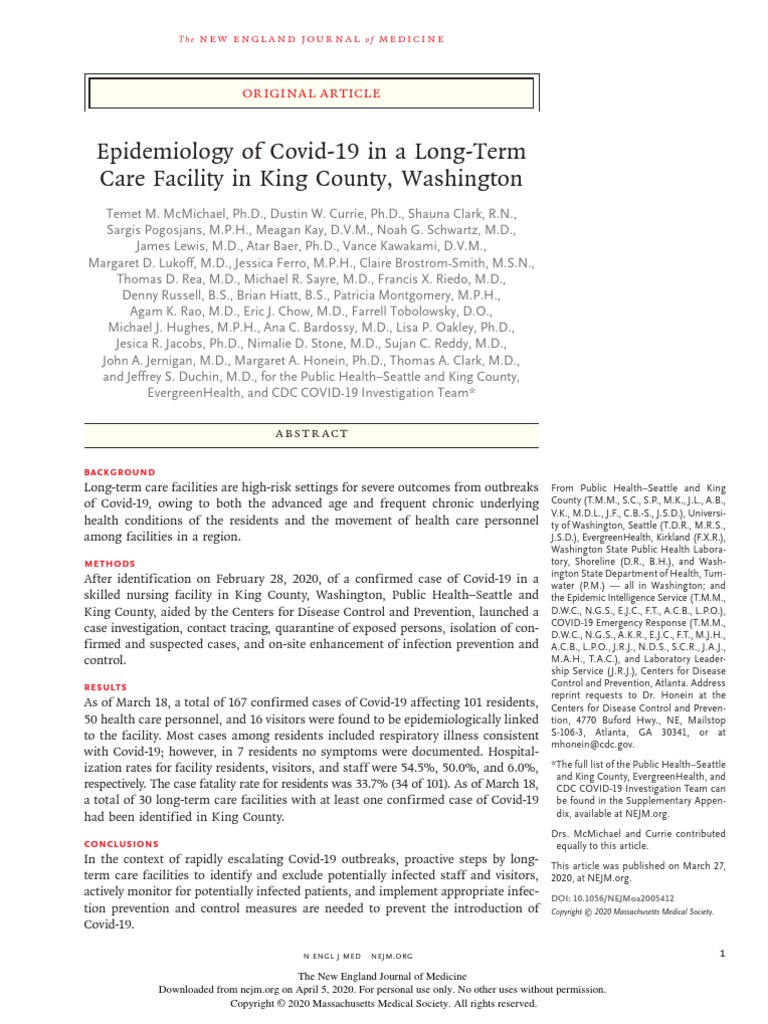Covid Outbreak Ltc Facility Pdf Chronic Condition Infection Control