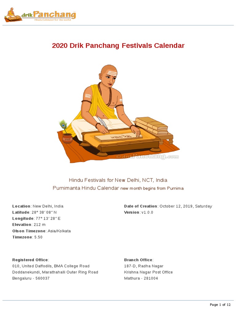 Drik Panchang Hindu Festivals V1 0 0 Pdf Lunisolar Calendars Hindu Behaviour And Experience