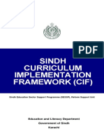 Sindh Curriculum Implementation Framework (Cif) : Education and Literacy Department Government of Sindh Karachi