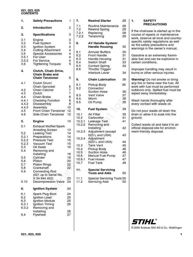 STIHL 025 SERVICE MANUAL PDF FREE DOWNLOAD intelligence overview