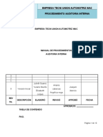 Empresa Tecni Union Automotriz Mac Procedimiento Auditoria Interna