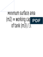 Minimum Surface Area (m2) Working Capacity of Tank (m3) / 3