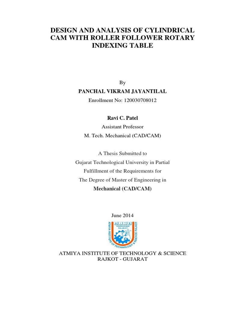 Cylindrical Cam Design PDF PDF Rotation Machines