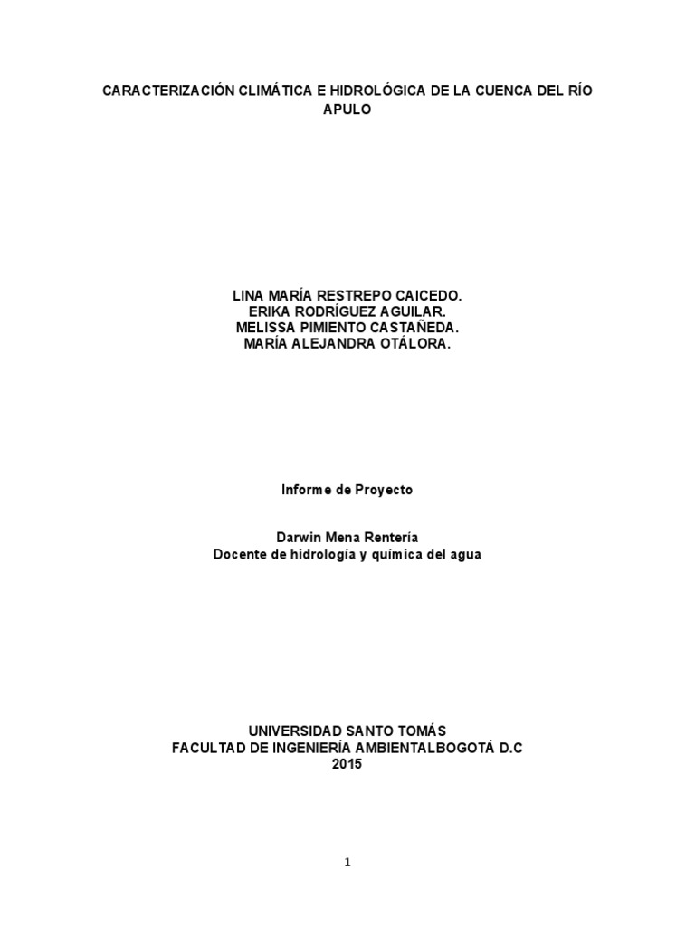 Caracterización Hidrológica del Río Apulo | PDF | Cuenca de drenaje | Río
