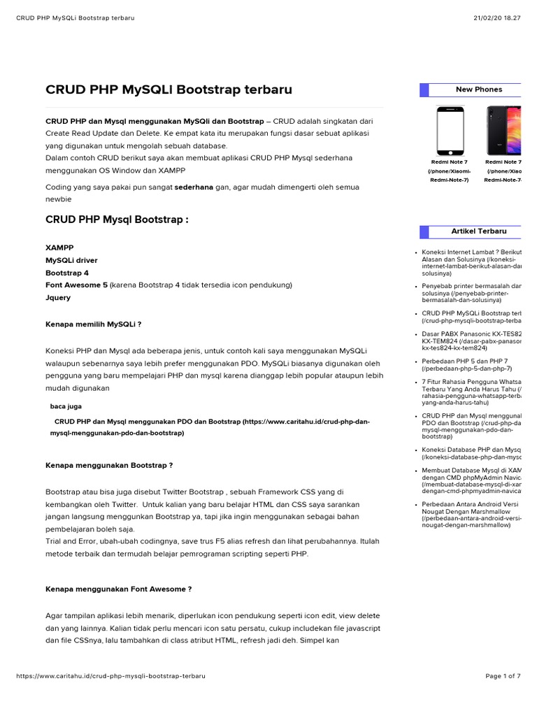 58.CRUD PHP MySQLi Bootstrap Terbaru | PDF