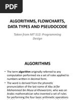 Algorithms, Flowcharts, Data Types and Pseudocode