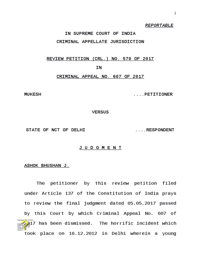 Nirbhaya Case Judgement PDF PDF Supreme Court Of India Judgment (Law)