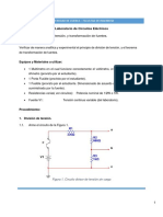 División de tensión y transformación de fuentes en laboratorio de circuitos