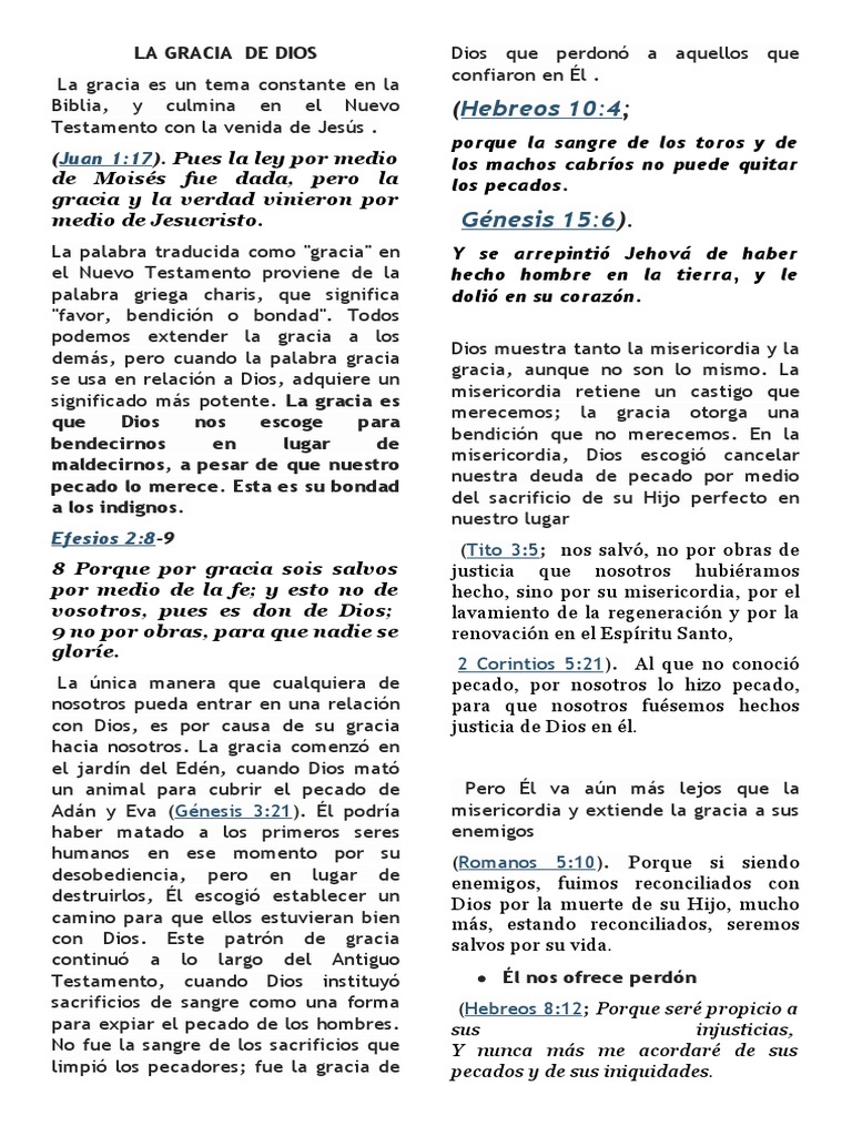 La Gracia de Dios en la Biblia | PDF | Gracia en el cristianismo | Pecado
