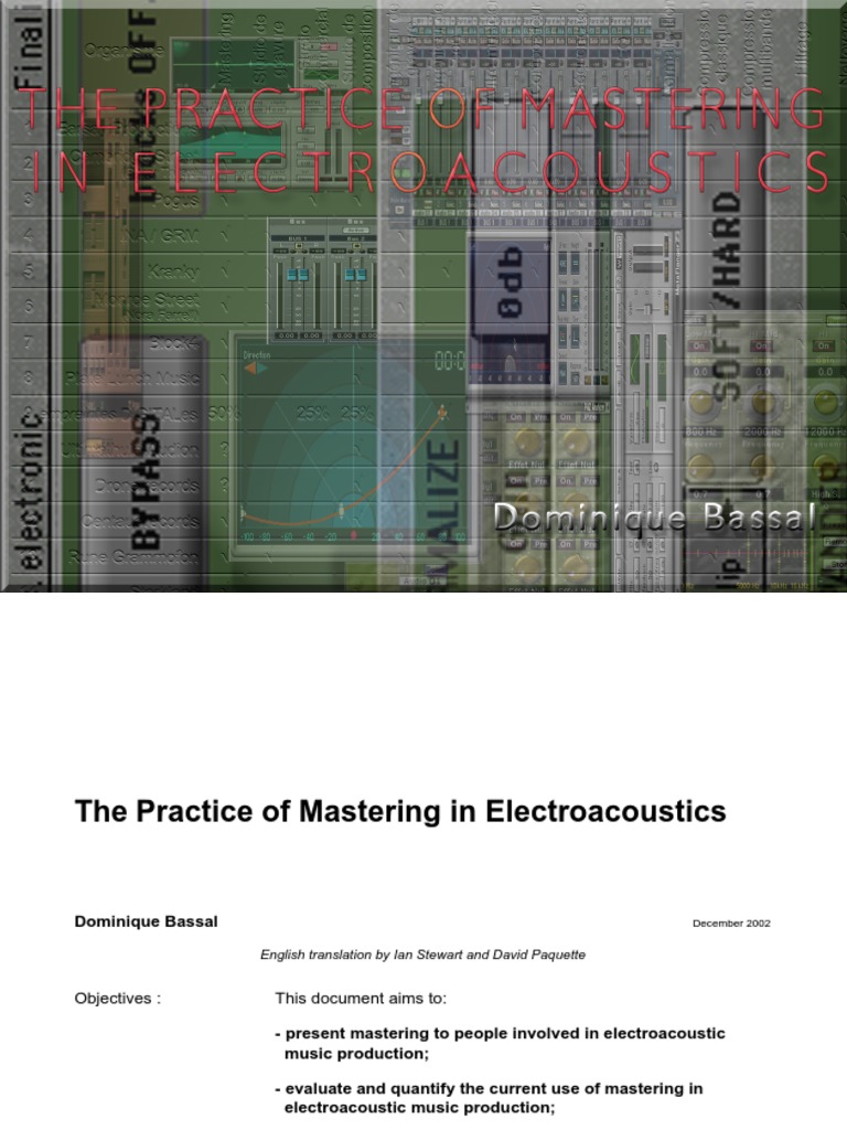 Mastering Practices in Electroacoustics | PDF | Sound Production ...