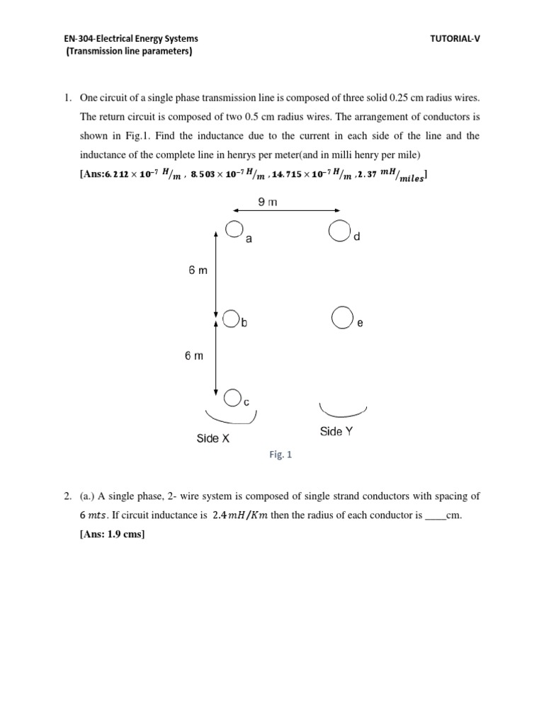 Tutotial V (Transmission Line Parameters) PDF Inductance