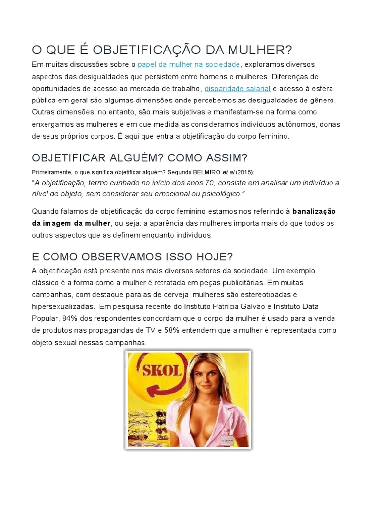 O Que É Objetificação Da Mulher | PDF | Feminilidade | Mulher