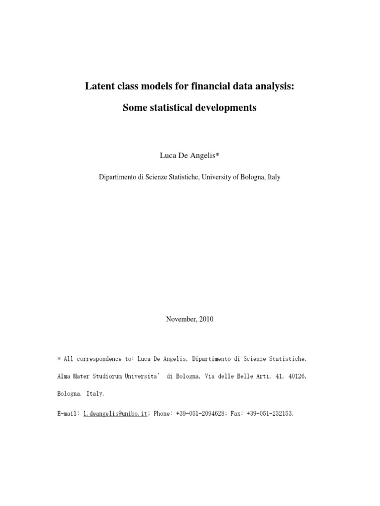 Latent Class Models in Finance Analysis | PDF | Akaike Information ...